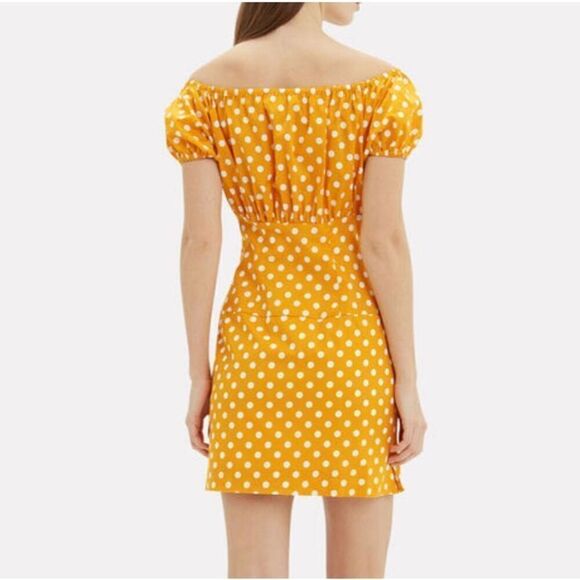NWT Caroline Constas Calla Polka Dot Puff Sleeve Mini Dress Yellow White Size XS - Picture 2 of 11